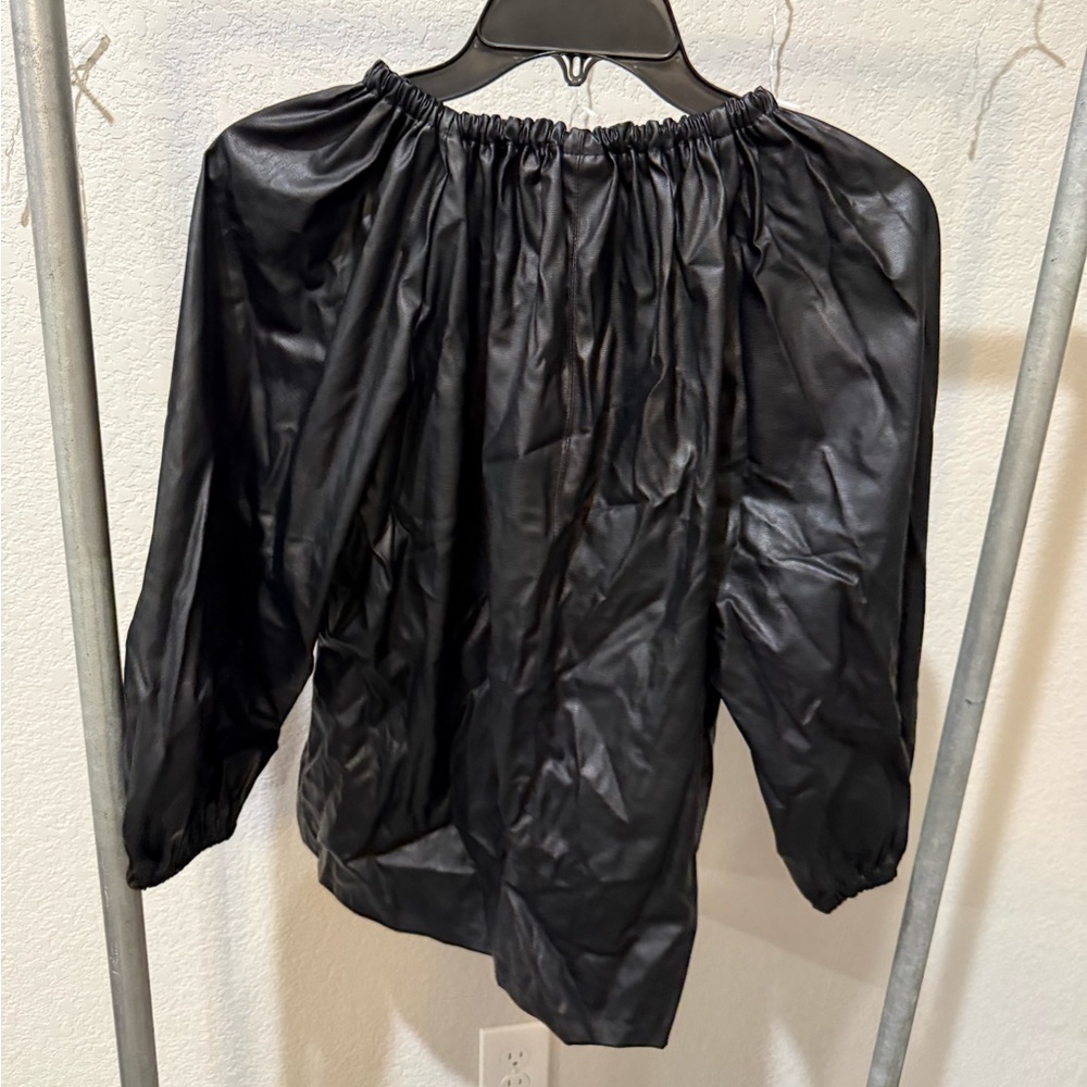 Who What Wear Leather Blouse - Picture 3 of 3